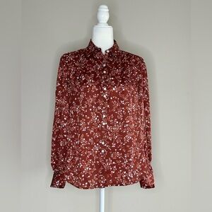 Ann Taylor Burgundy Floral Women’s Shirt